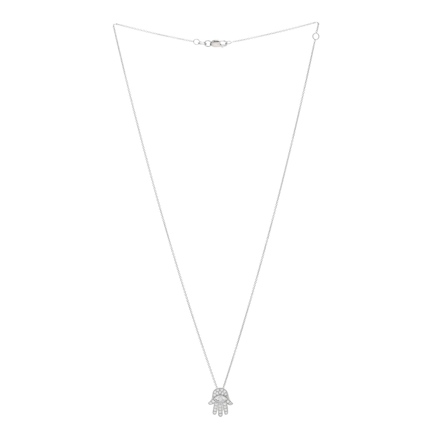 18K White Gold Diamond Tiny Treasures Hamsa Pendant Necklace