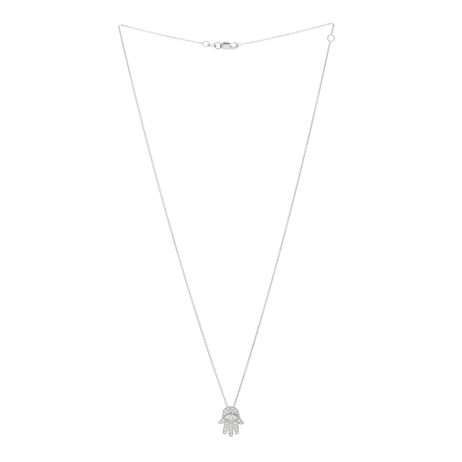 Roberto Coin 18K White Gold Diamond Tiny Treasures Hamsa Pendant Necklace 2 of 5