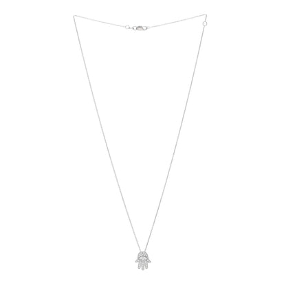 Roberto Coin 18K White Gold Diamond Tiny Treasures Hamsa Pendant Necklace 2 of 5