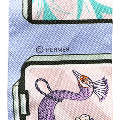 Hermes Silk Story Twilly Blue Pale Rose Vert 3 of 5