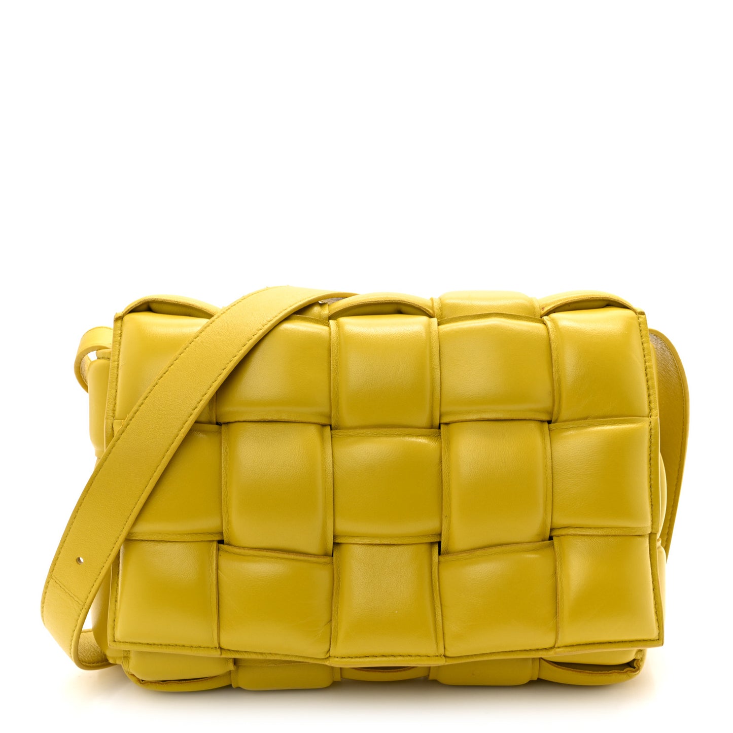 Nappa Maxi Intreccio Padded Cassette Crossbody Bag Buttercup
