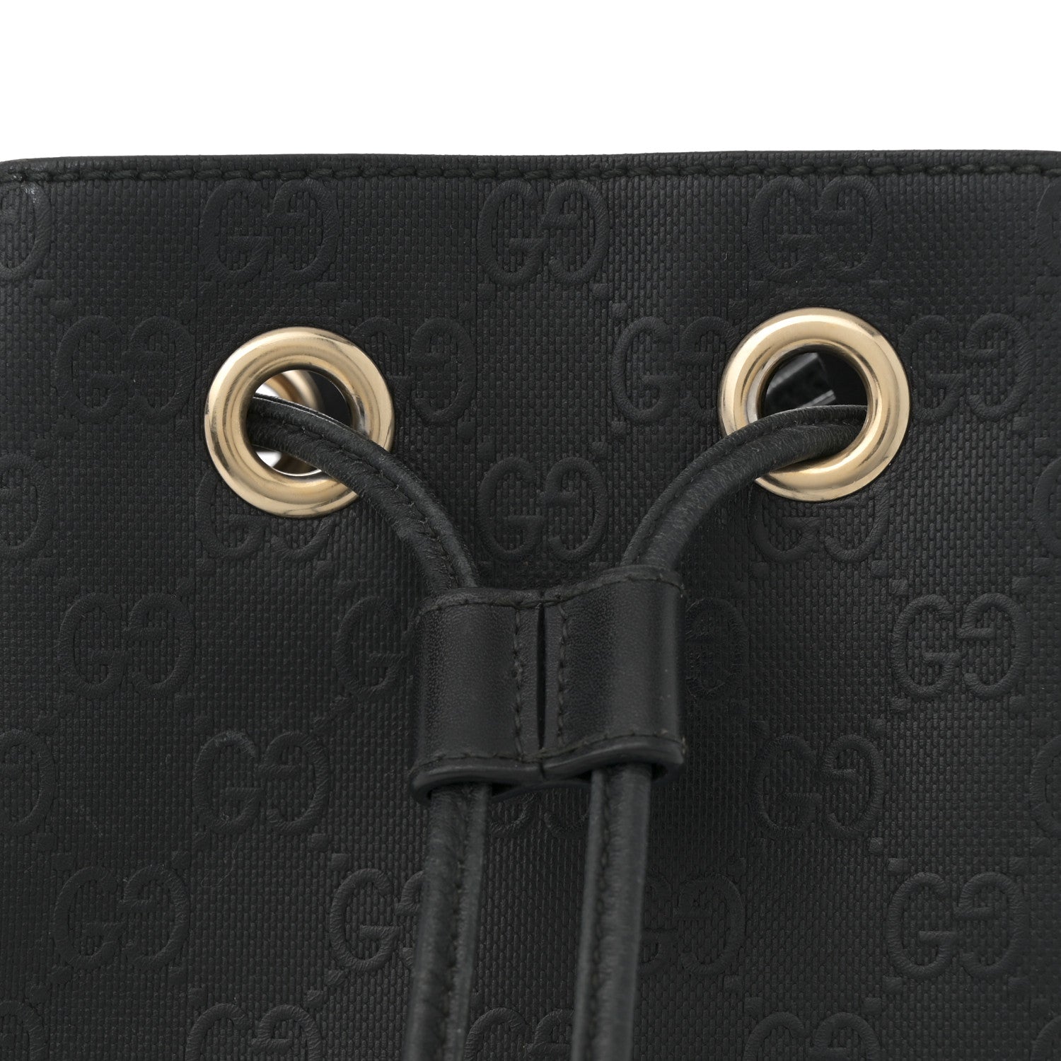Gucci HIlary Lux GG Monogram Embossed Studded Small Bucket Bag Black 7 of 13