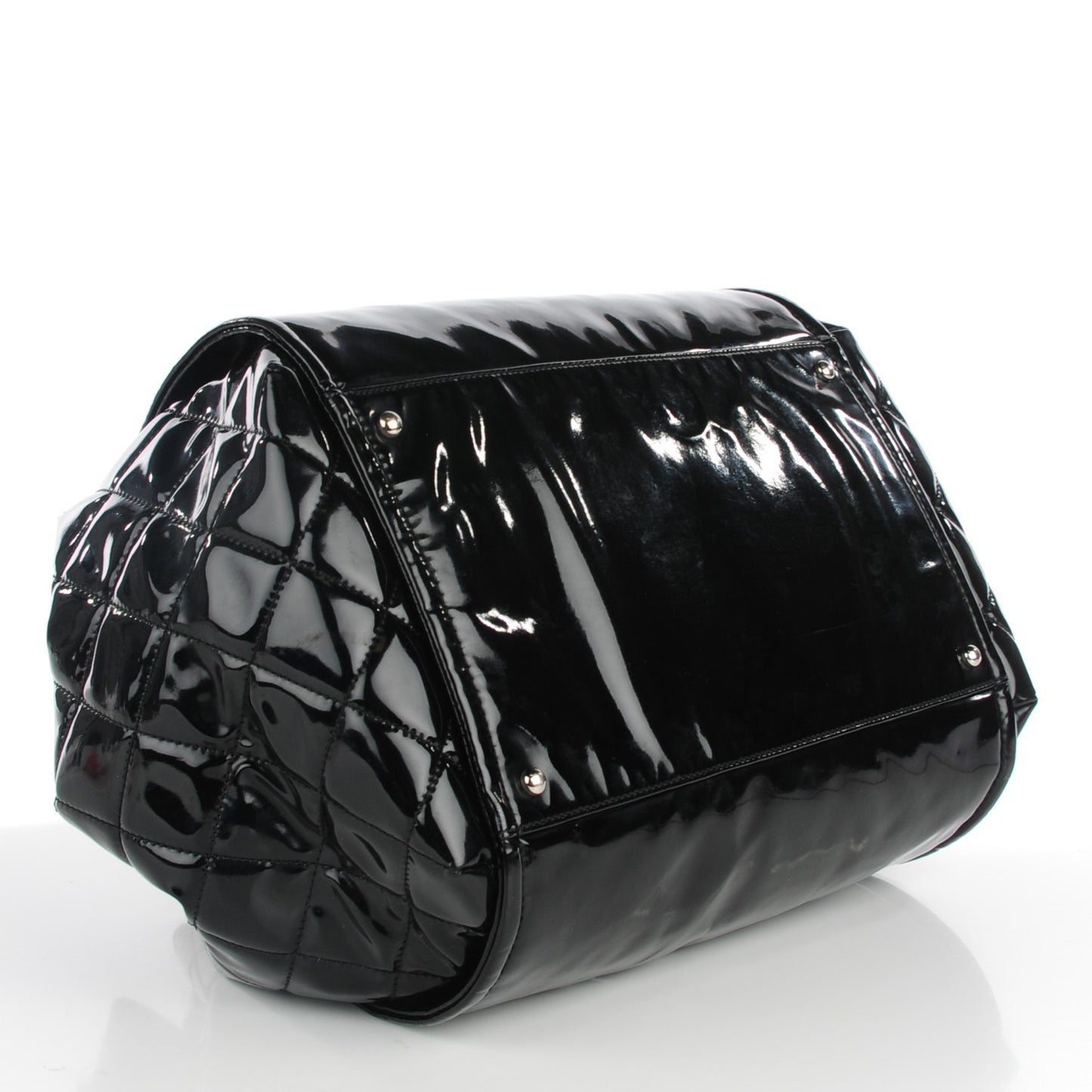 Vinyl Large Lipstick Ligne Accordion Tote Black