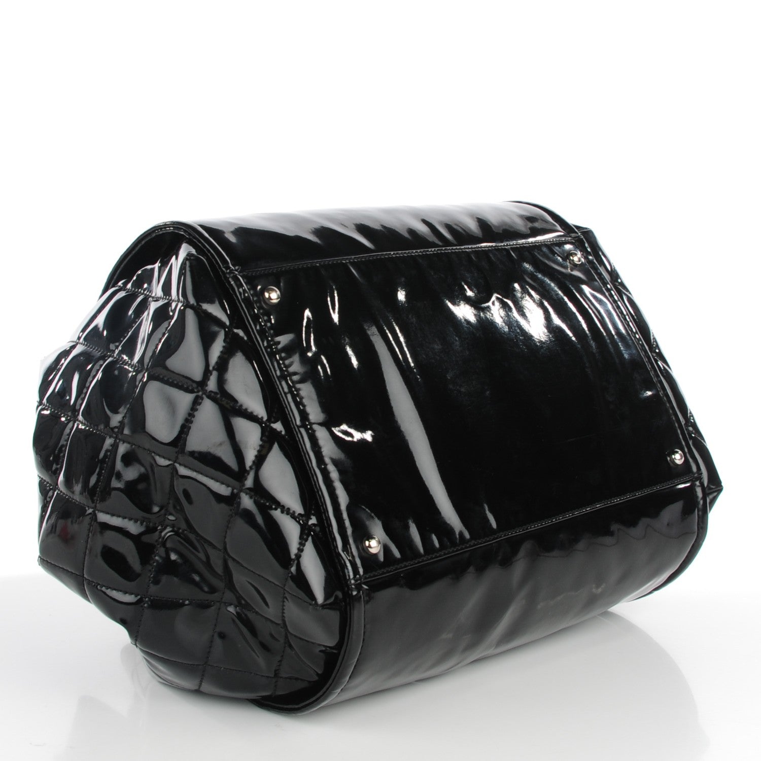 Chanel Vinyl Large Lipstick Ligne Accordion Tote Black 4 of 7