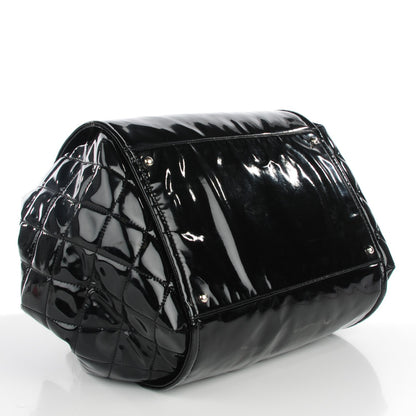 Chanel Vinyl Large Lipstick Ligne Accordion Tote Black 4 of 7