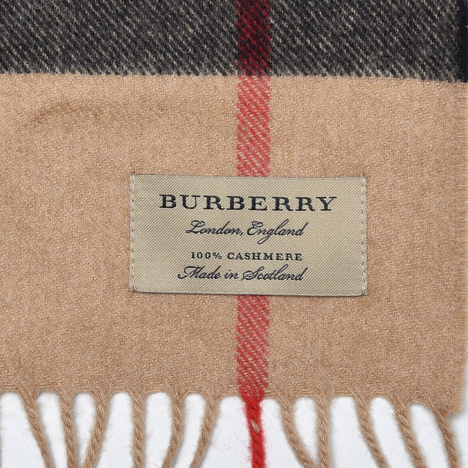 Burberry Cashmere Giant Check Fringe Scarf Camel 5 of 5