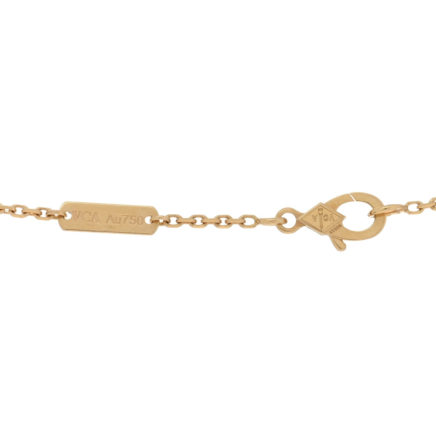 Van Cleef & Arpels 18K Yellow Gold Diamond Yellow Mother of Pearl Vintage Alhambra Pendant Necklace 4 of 4