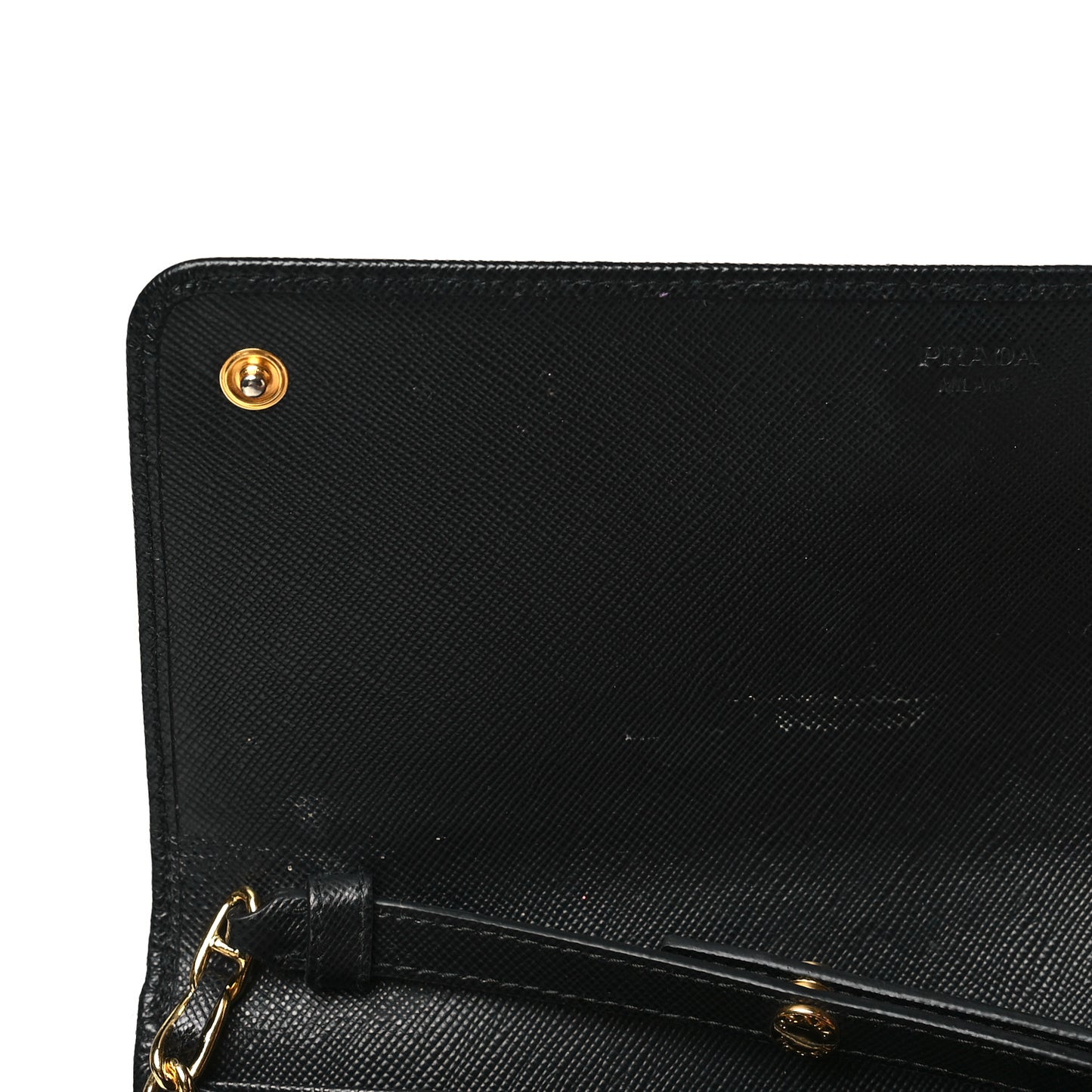 Saffiano Metal Oro Chain Wallet Black