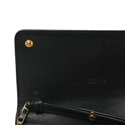 Prada Saffiano Metal Oro Chain Wallet Black 12 of 16