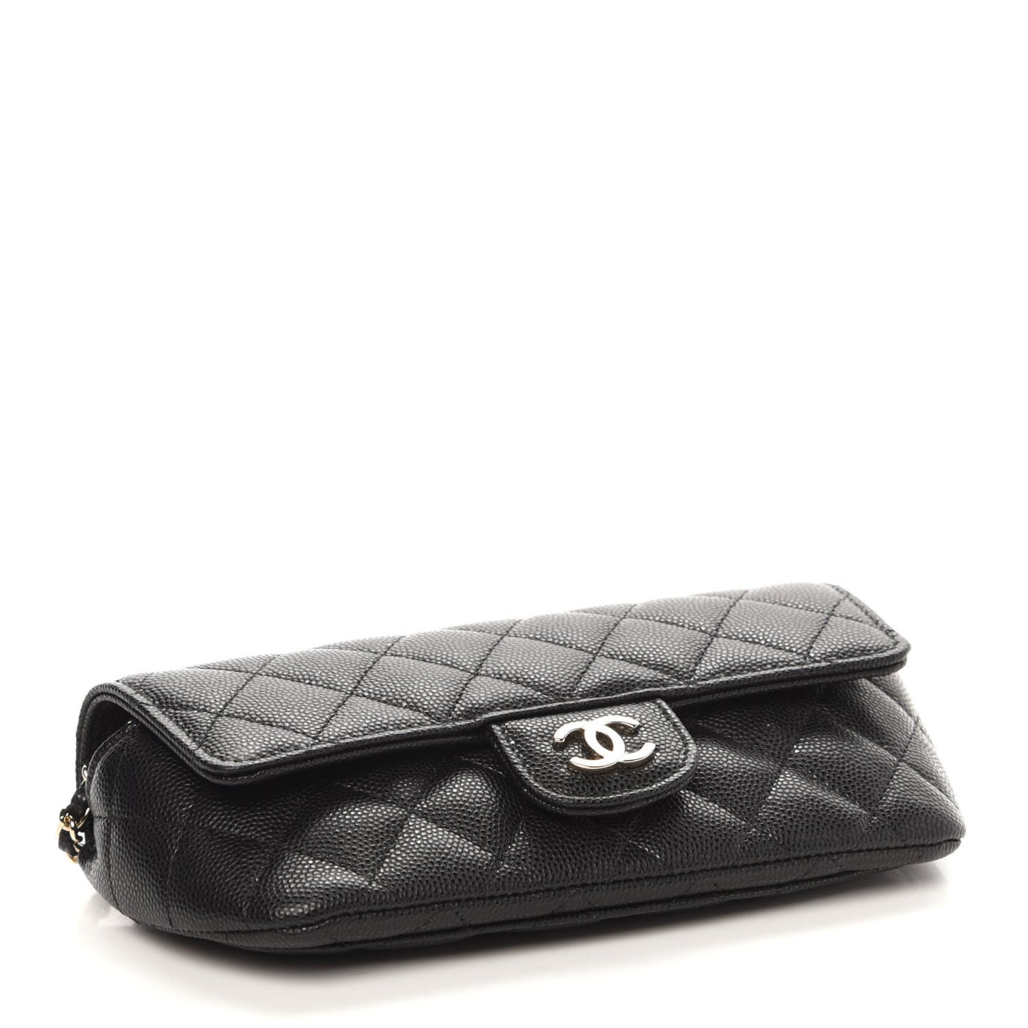 Caviar Quilted Glasses Case With Chain Black