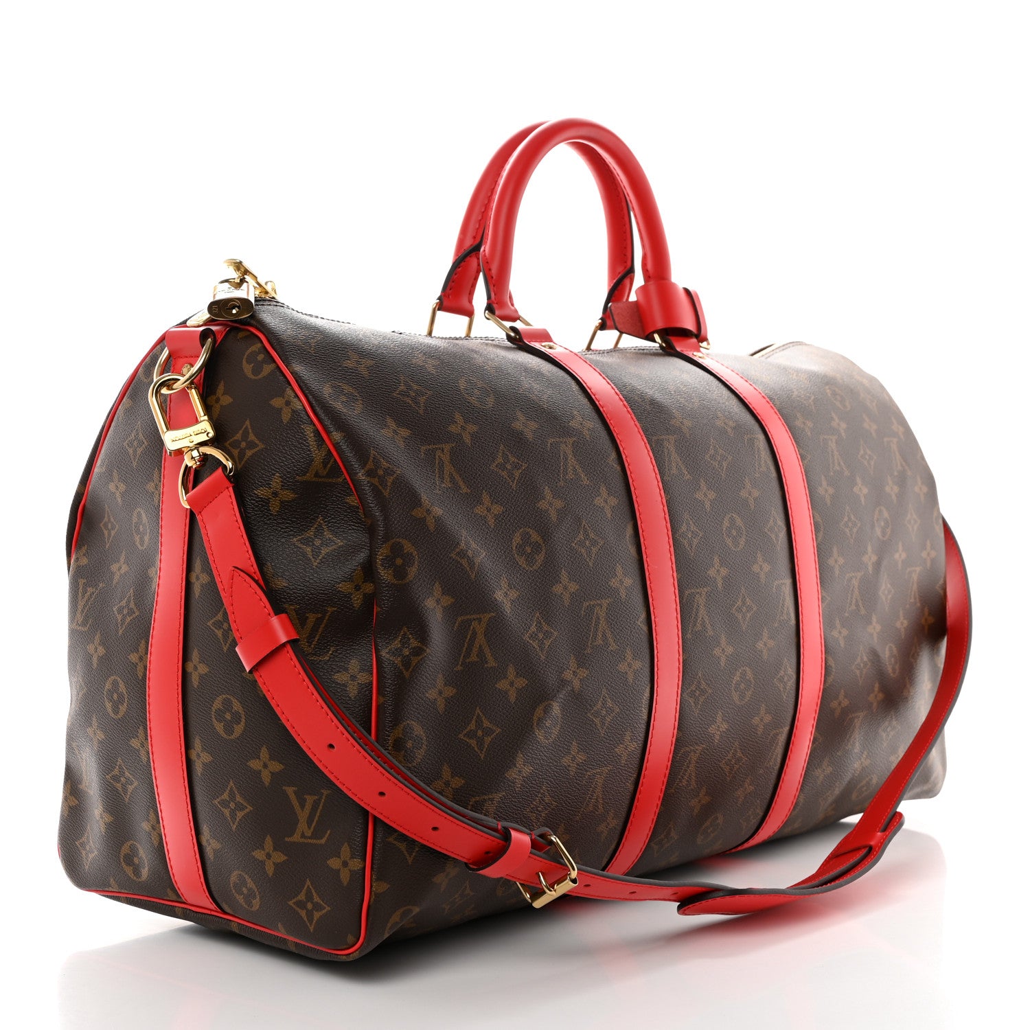 Louis Vuitton Monogram Macassar LV Colormania Keepall Bandouliere 50 Red 2 of 8