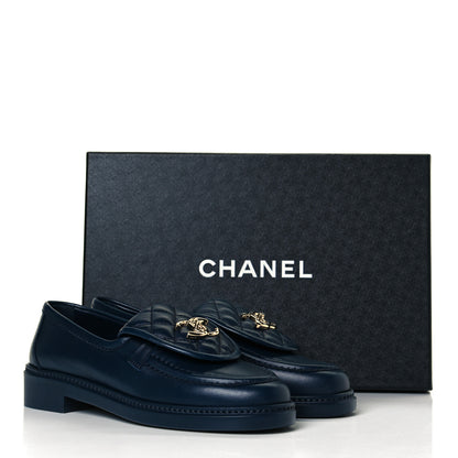 Chanel Lambskin Quilted CC Turnlock Loafers 36.5 Navy 11 of 11