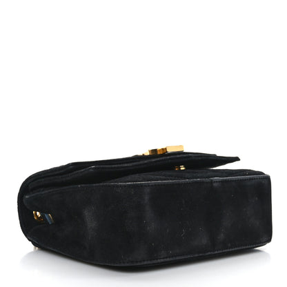 Saint Laurent Suede Matelasse Chevron Monogram Small Sulpice Black 4 of 9
