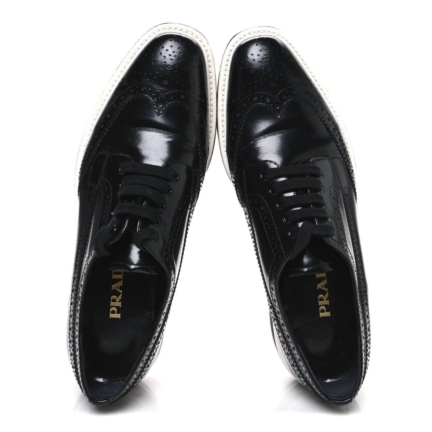 Prada Spazzolato Lace Up Loafers 38.5 Black 2 of 10