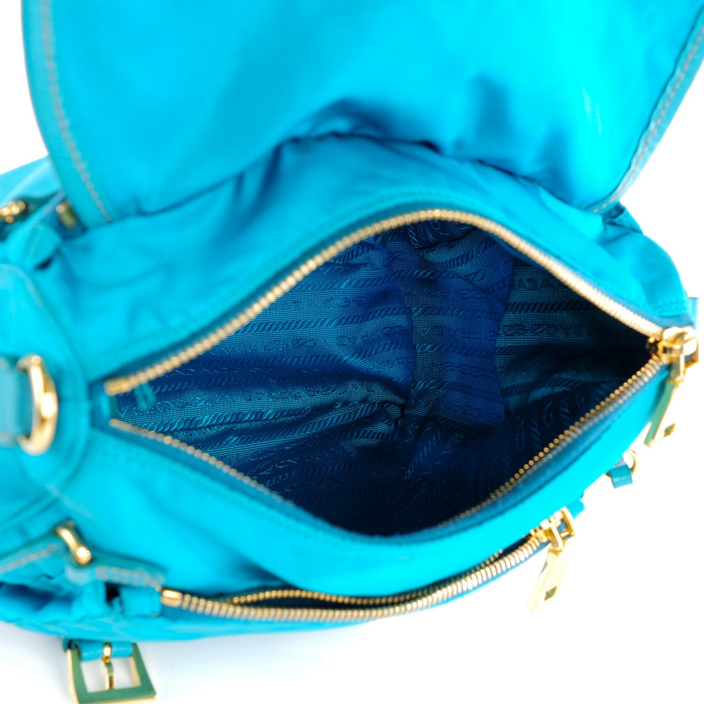 Tessuto Nylon Saffiano Messenger Bag Turchese