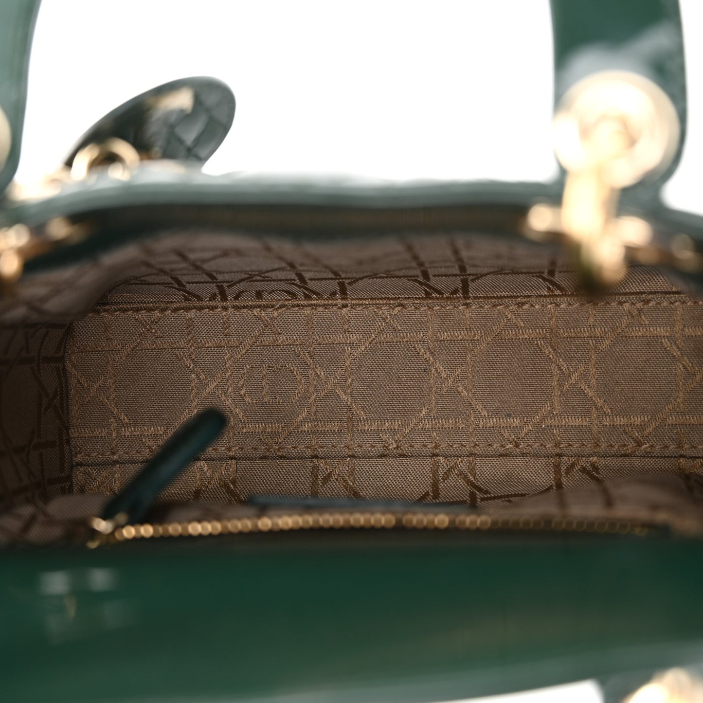 Patent Cannage Mini Lady Dior Pine Green