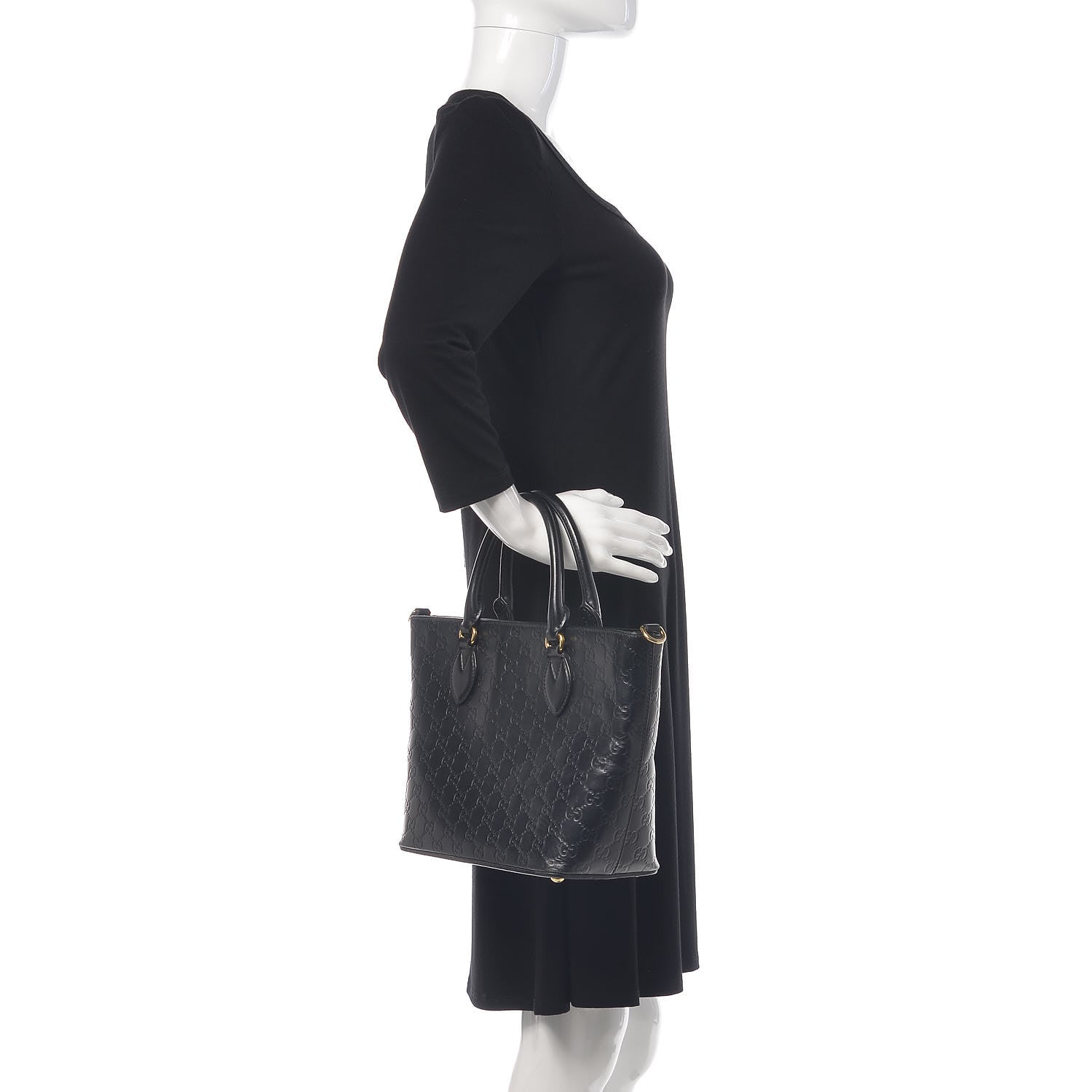 Gucci Guccissima Small Zippered Bucket Tote Black 2 of 13