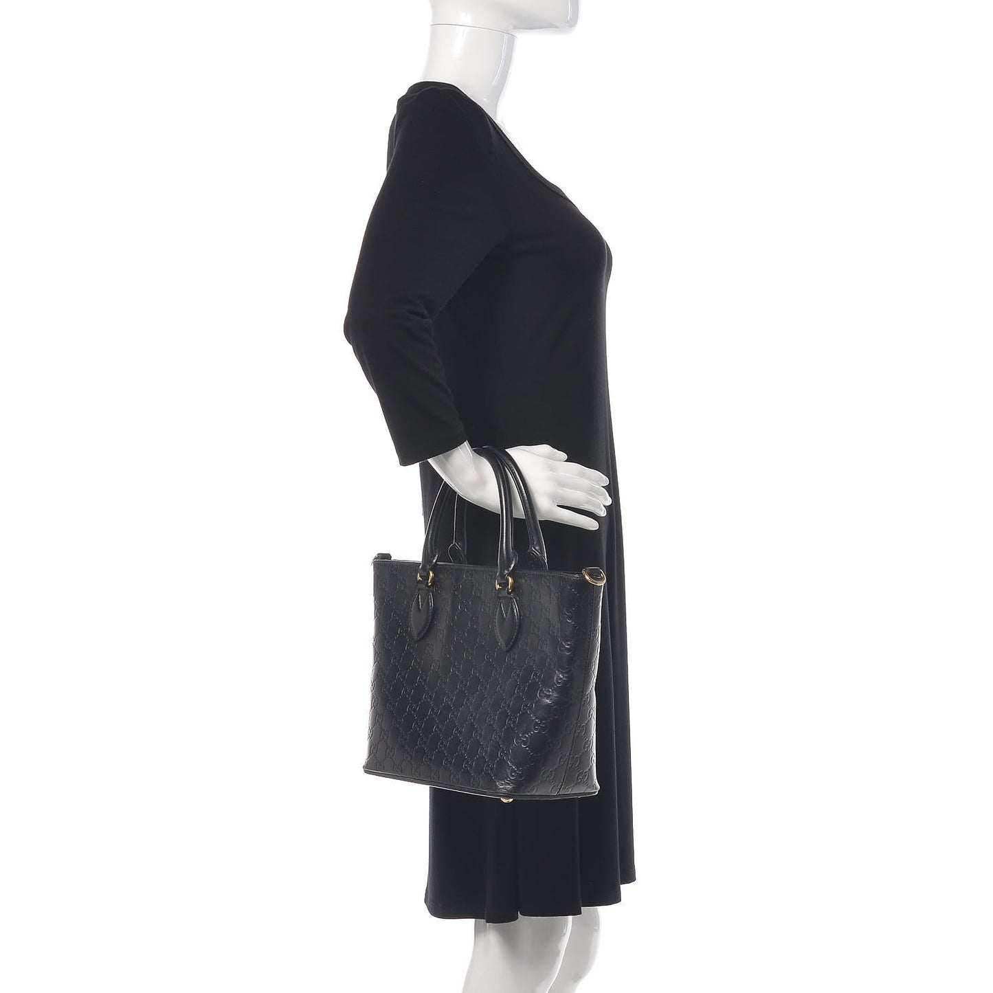 Guccissima Small Zippered Bucket Tote Black