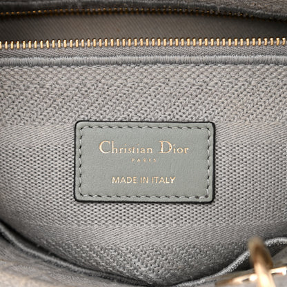 Christian Dior Canvas Embroidered Cannage Medium Lady D-Lite Gray 6 of 14