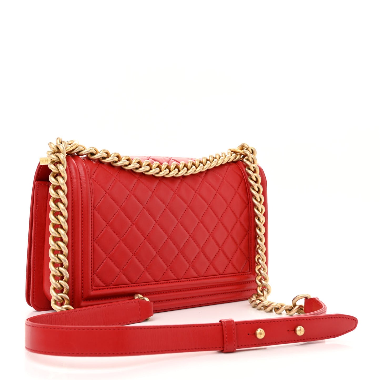 Lambskin Quilted Medium Boy Flap Red