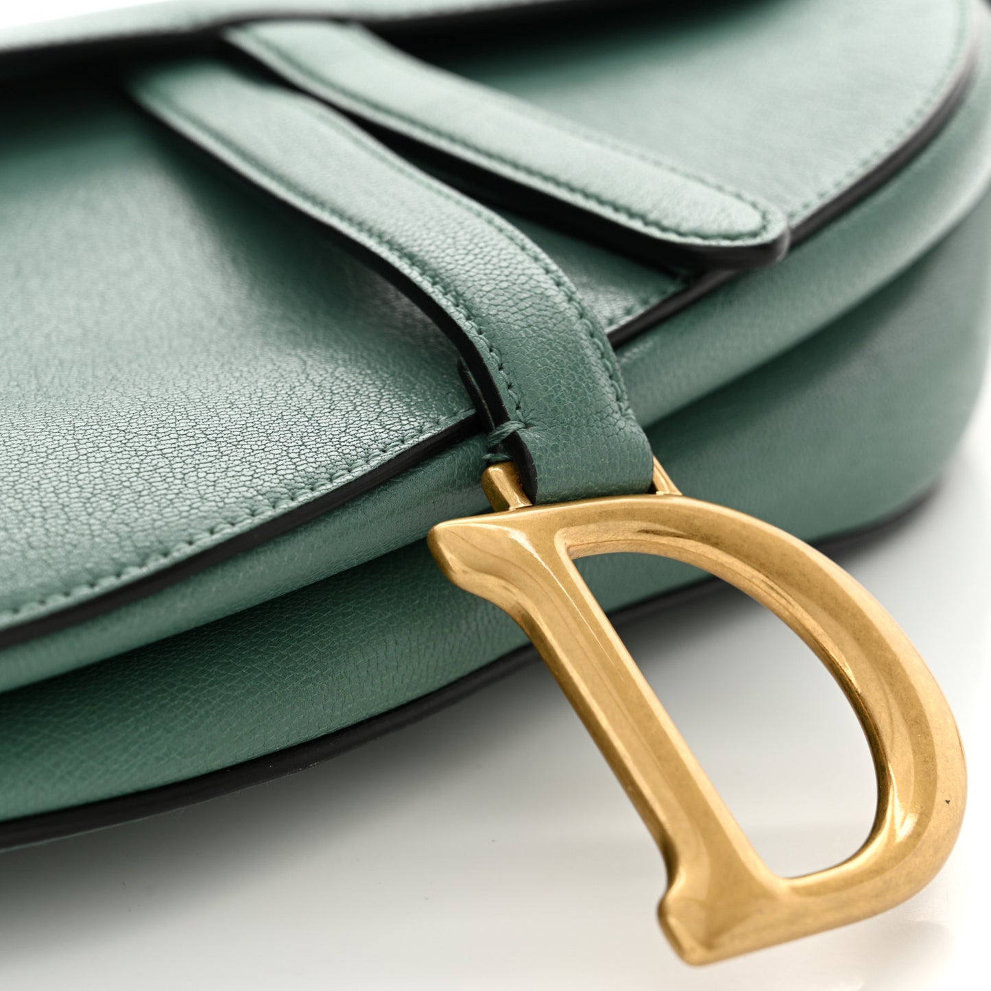 Shiny Goatskin Saddle Bag Green