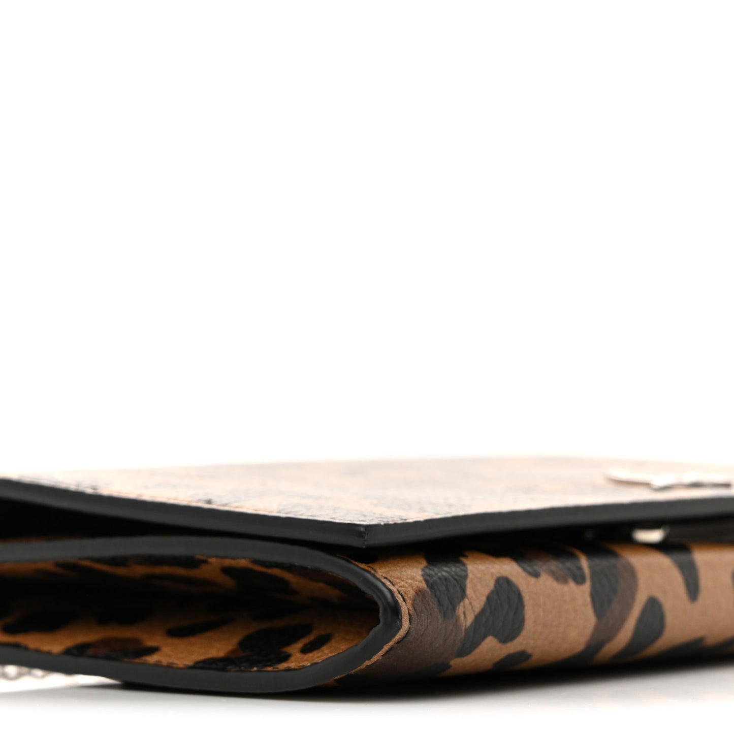 Calfskin Empire Leopard Print Boudoir Chain Wallet Caramel