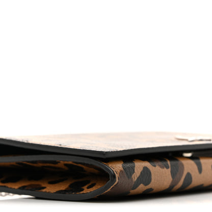 Christian Louboutin Calfskin Empire Leopard Print Boudoir Chain Wallet Caramel 9 of 10