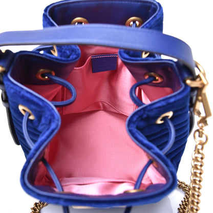 Gucci Velvet Matelasse GG Marmont Bucket Bag Cobalt Blue 5 of 16