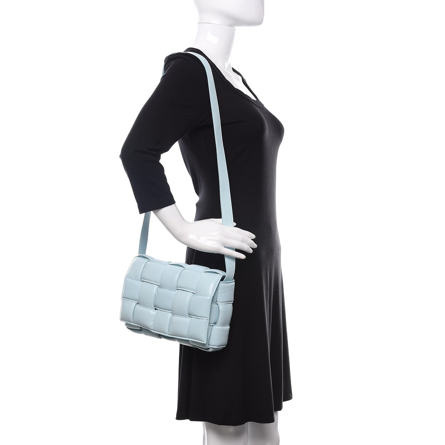 Paper Calfskin Maxi Intreccio Padded Cassette Crossbody Bag Ice