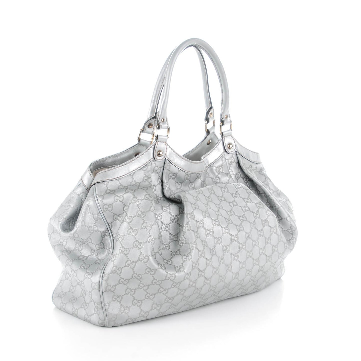 Guccissima Large Sukey Tote Silver