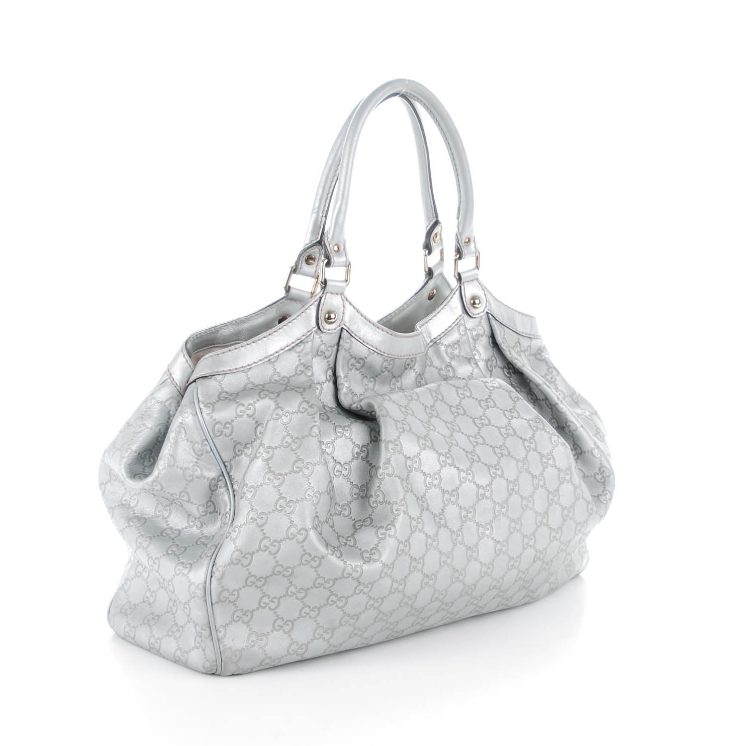 Gucci Guccissima Large Sukey Tote Silver 3 of 7