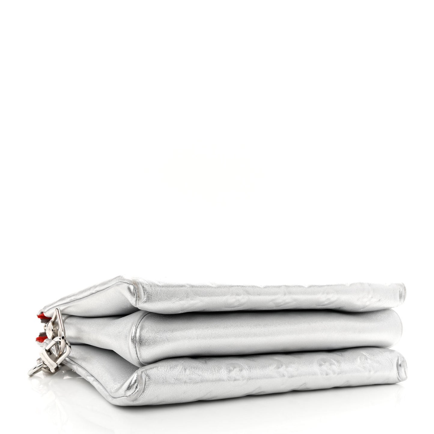 Metallic Lambskin Embossed Monogram Coussin PM Silver