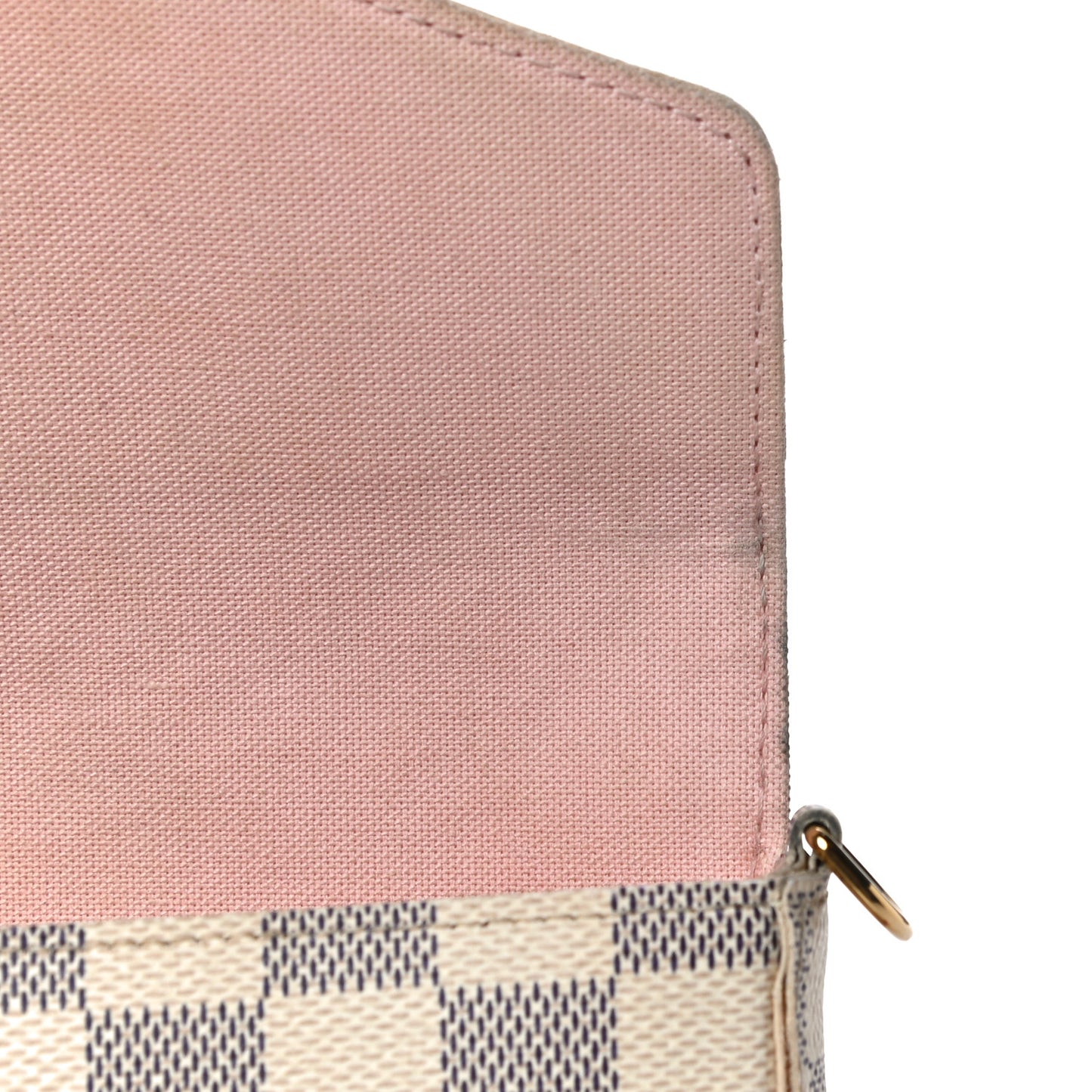 Damier Azur Pochette Felicie Chain Wallet Rose Ballerine