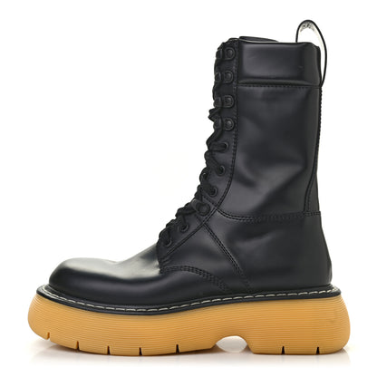 Bottega Veneta Calfskin The Swell Lace Up Boots 37 Black Natural Rubber 1 of 12