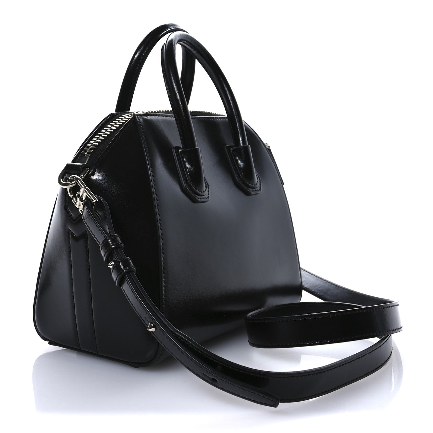 Shiny Lord Calfskin Mini Antigona Black