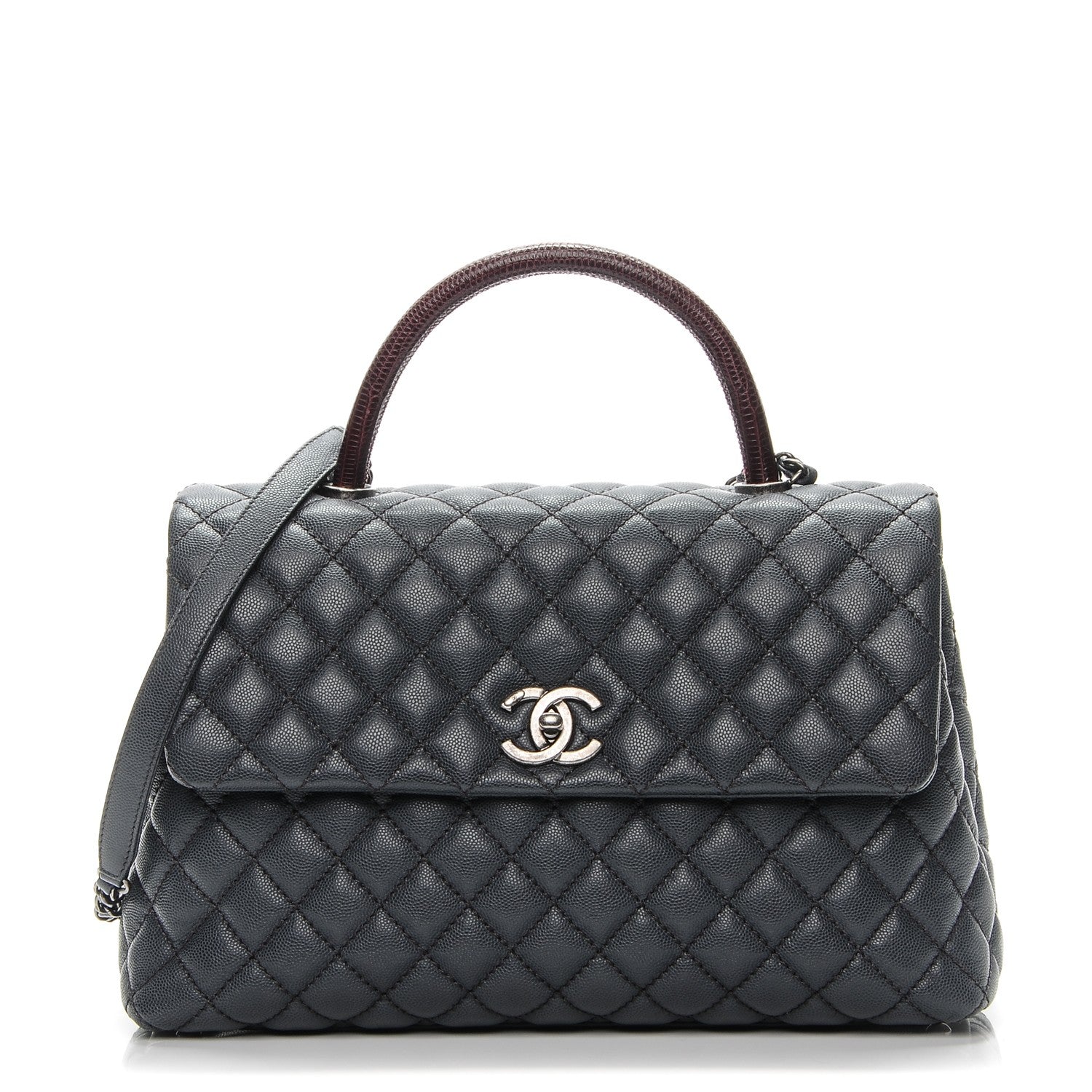 Chanel Caviar Lizard Quilted Medium Coco Handle Flap Grey 1 of 7