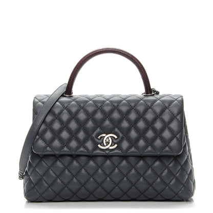 Chanel Caviar Lizard Quilted Medium Coco Handle Flap Grey 1 of 7