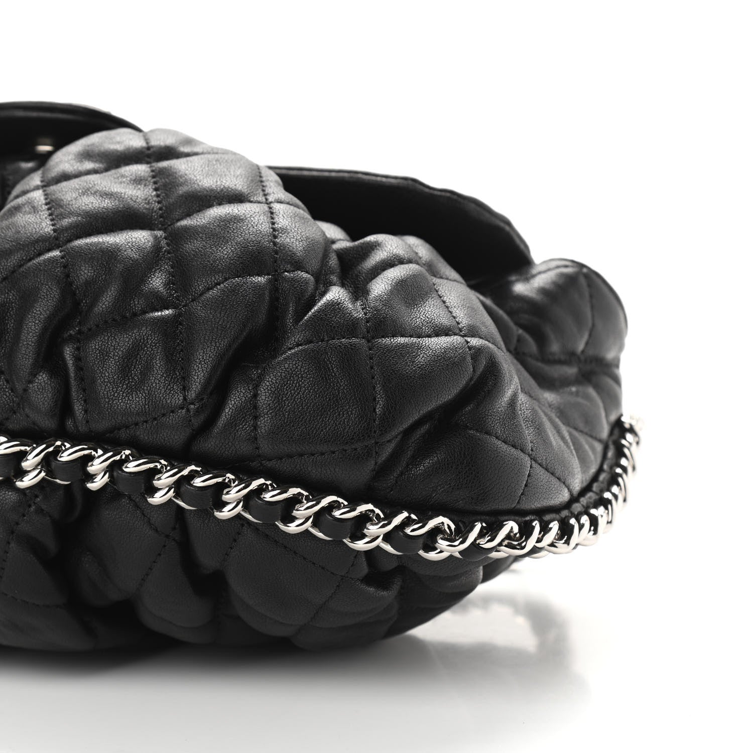 Chanel Washed Lambskin Quilted Medium Chain Around Messenger Black 10 of 10