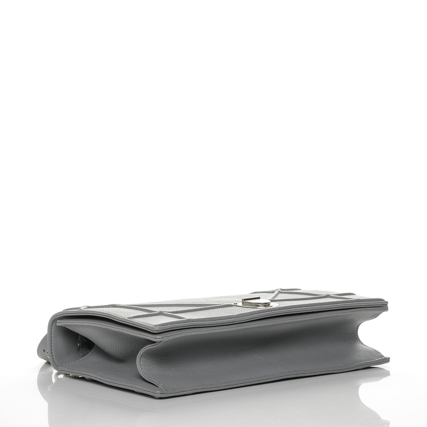 Grained Calfskin Large Diorama Flap Bag Grey