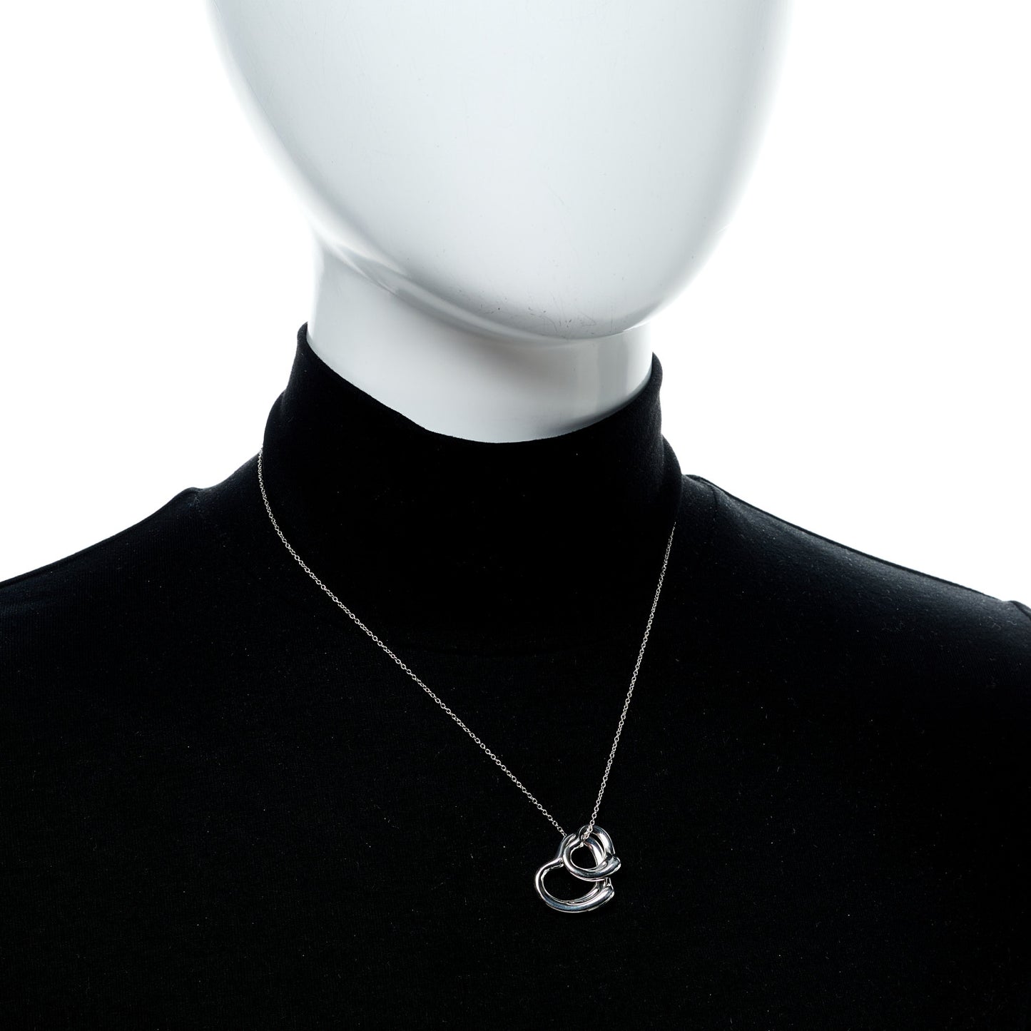 Sterling Silver Elsa Peretti Double Open Heart Pendant Necklace