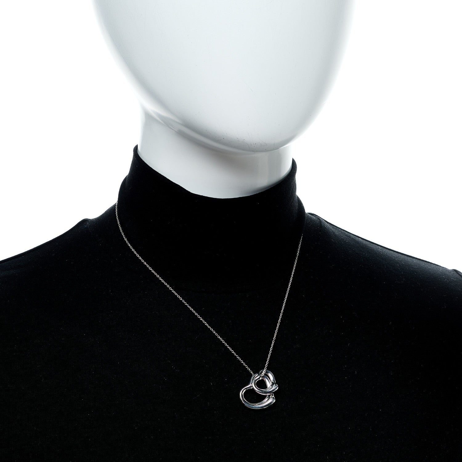 Tiffany Sterling Silver Elsa Peretti Double Open Heart Pendant Necklace 2 of 6