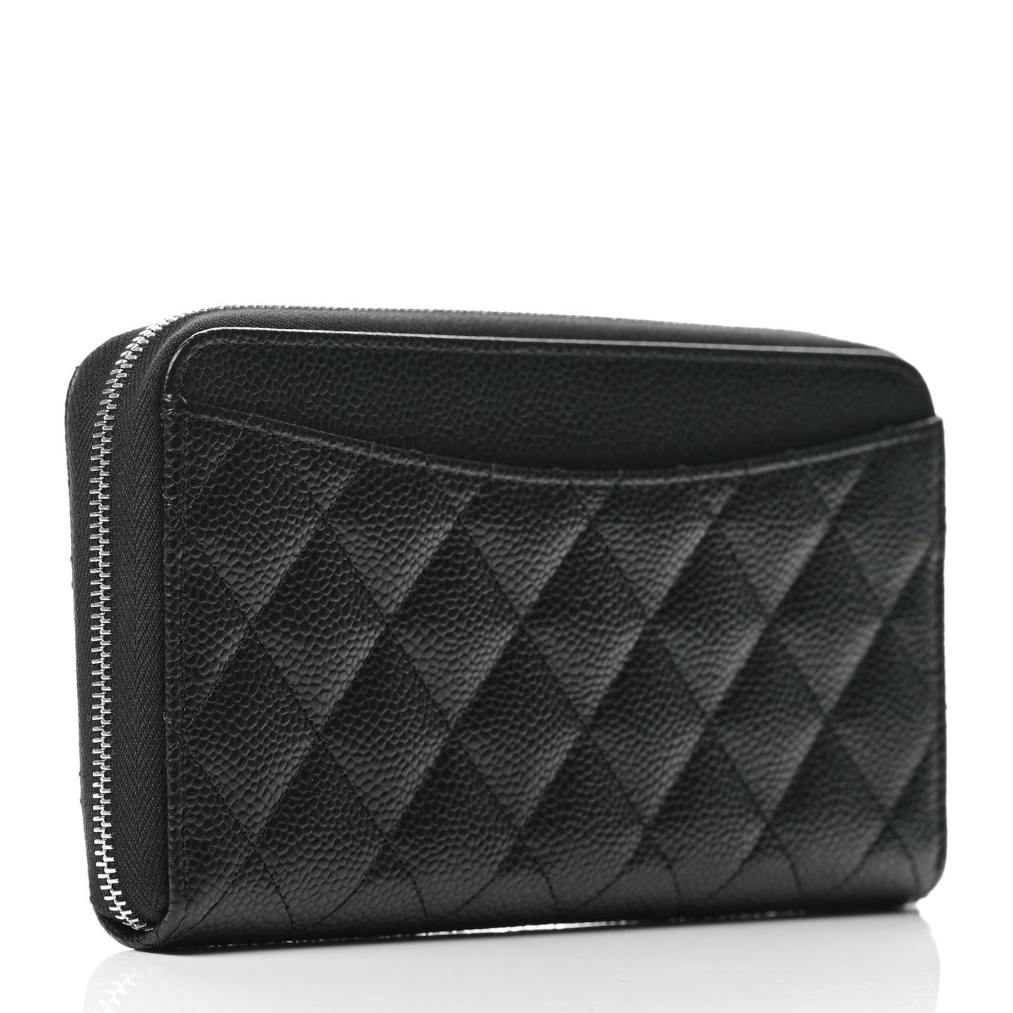 Caviar Quilted Large Gusset Zip Around Wallet Black