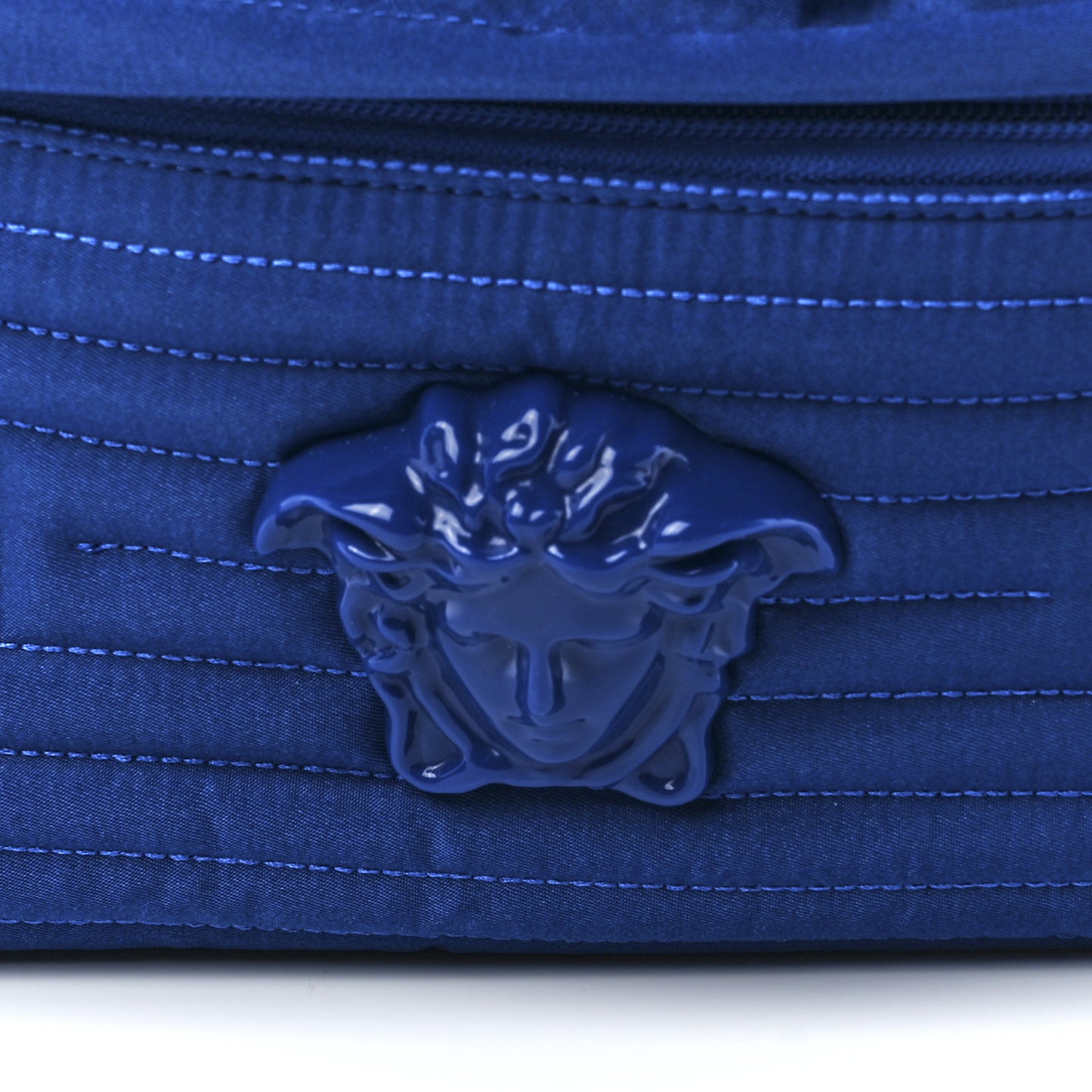 Nylon Quilted Palazzo Medusa Backpack Blue