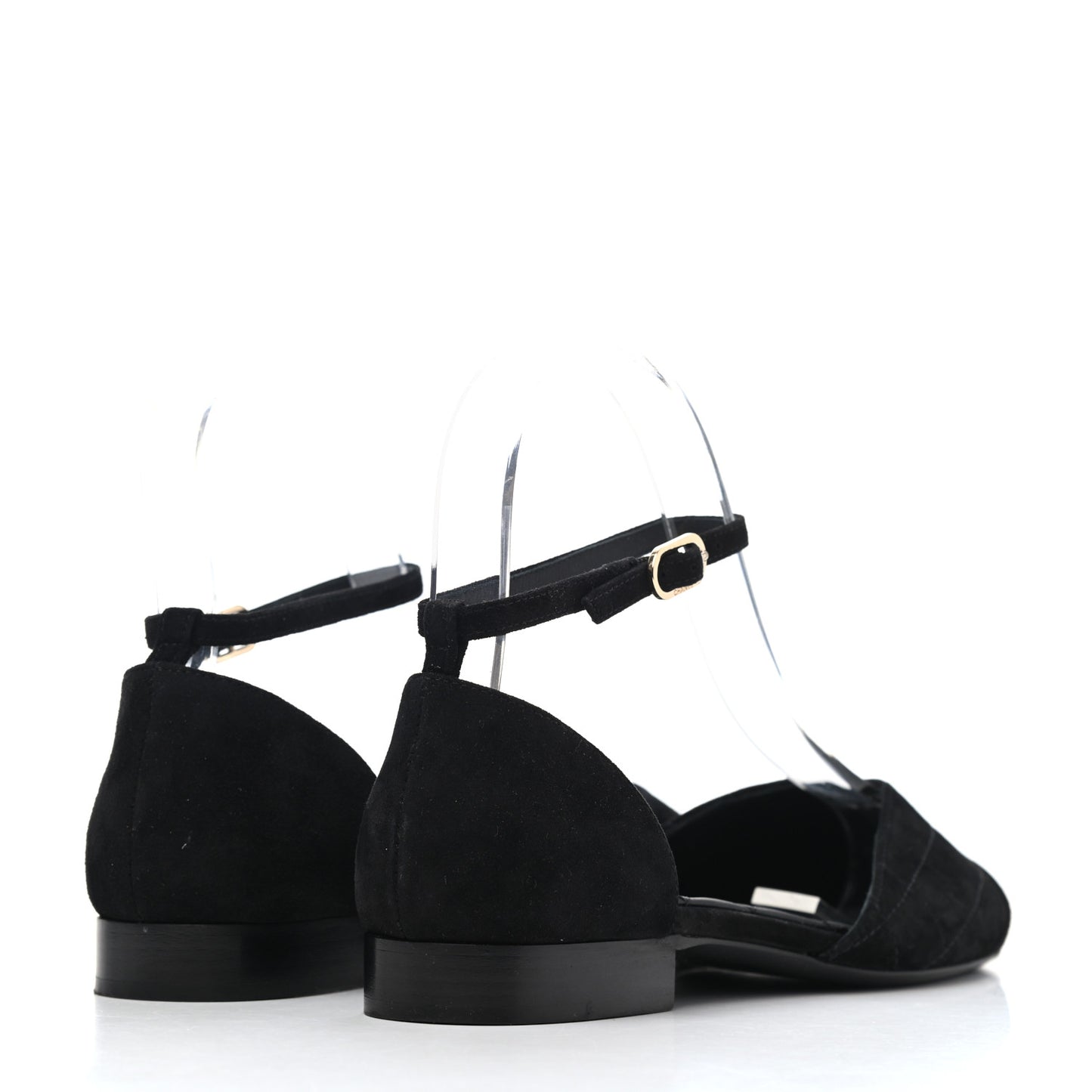 Suede Grosgrain CC Cap Toe Ankle Flat 36 Black