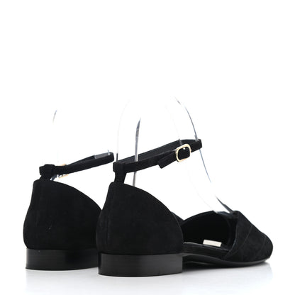 Chanel Suede Grosgrain CC Cap Toe Ankle Flat 36 Black 3 of 4
