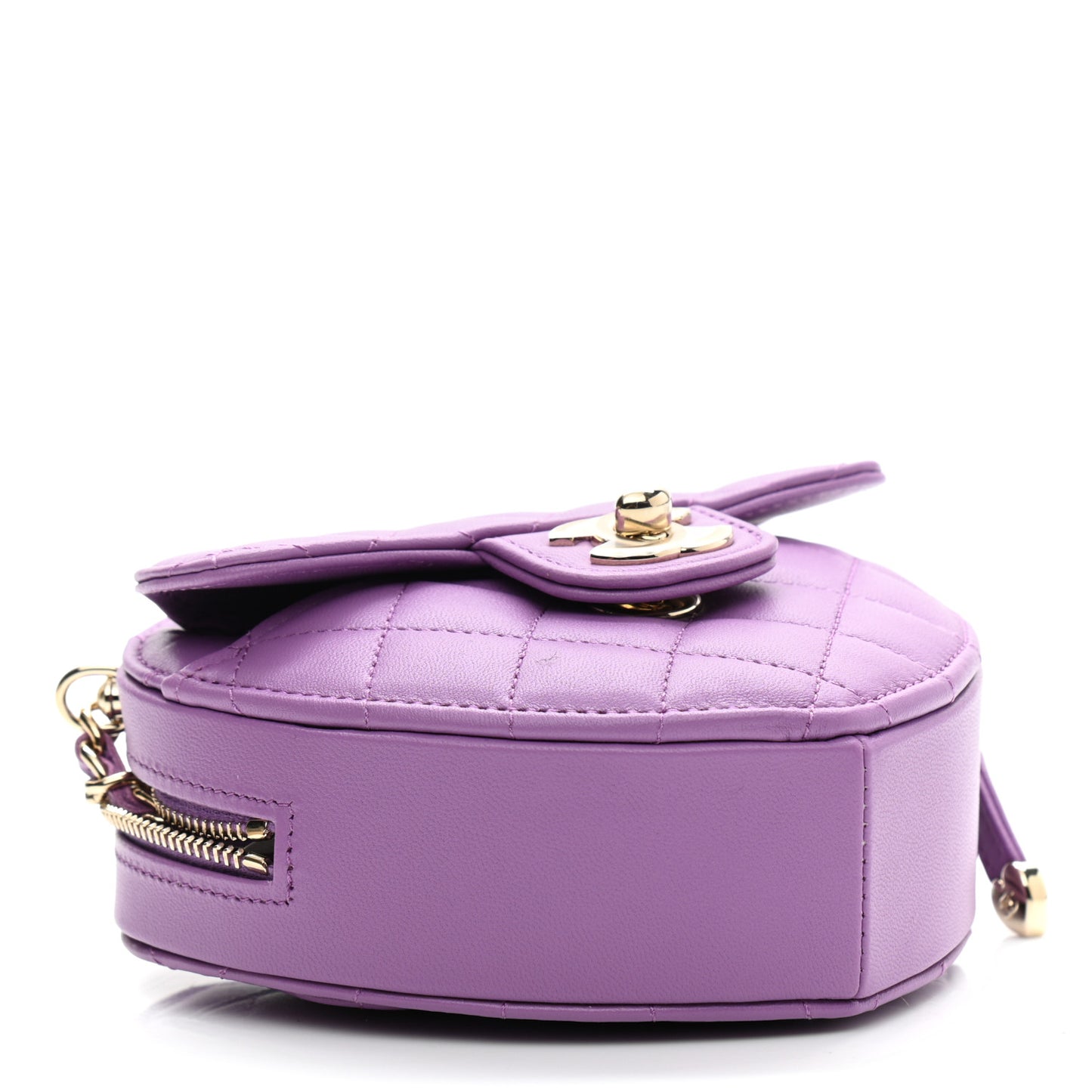Lambskin Quilted CC In Love Heart Clutch With Chain Purple