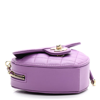 Chanel Lambskin Quilted CC In Love Heart Clutch With Chain Purple 4 of 10