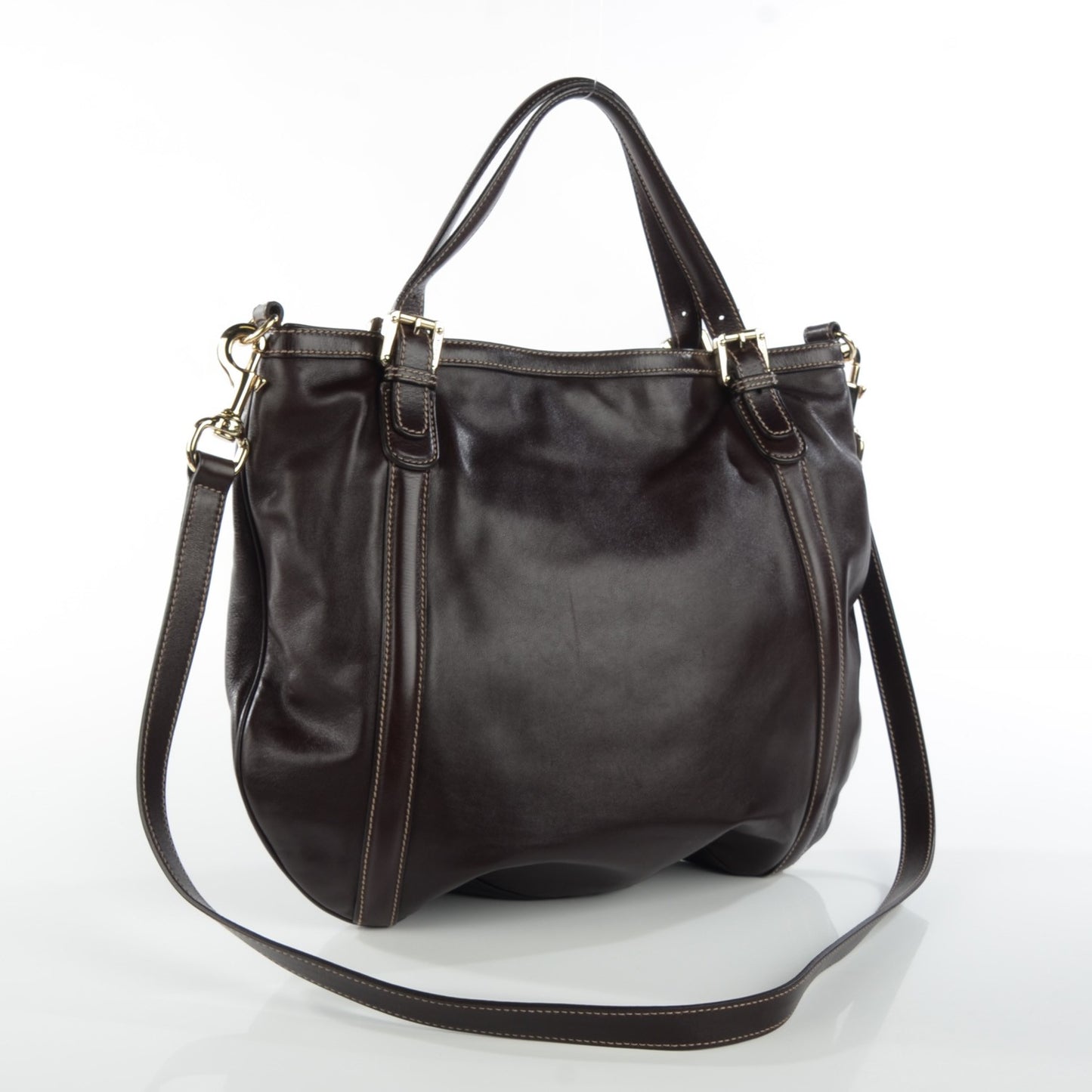 Calfskin Medium Britt Tote Dark Brown