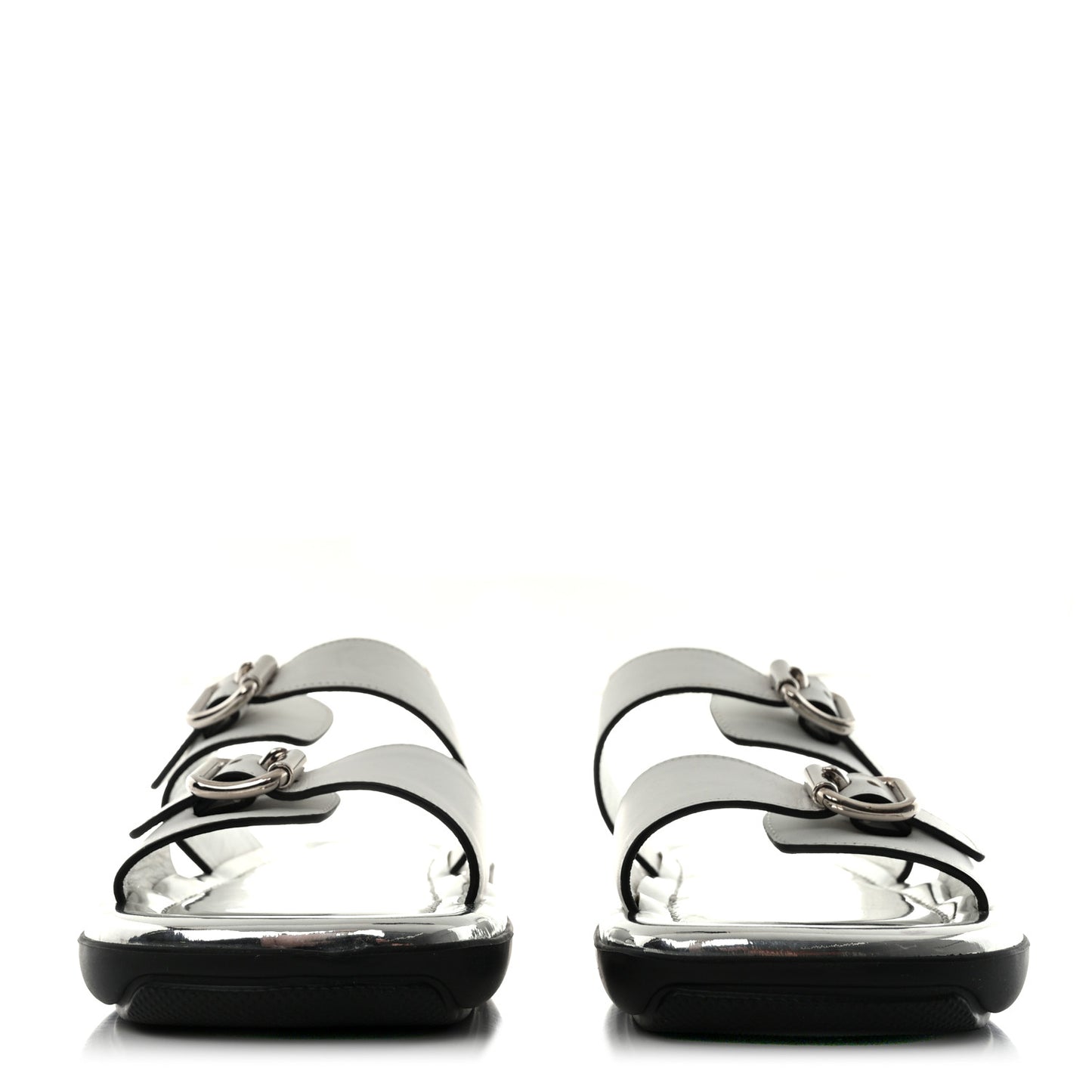 Natural Calfskin Double Buckle 20mm Sandals 38.5 White