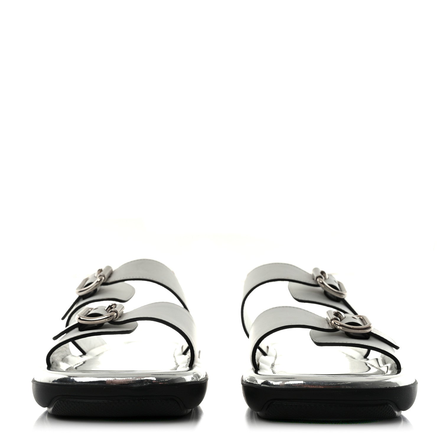Prada Natural Calfskin Double Buckle 20mm Sandals 38.5 White 2 of 11